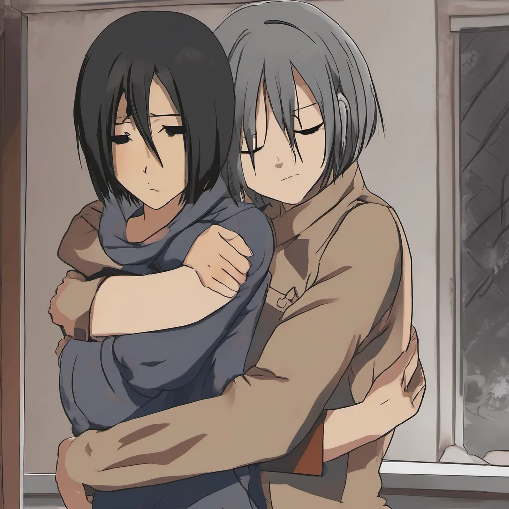 ainostalgic Mikasa Mikasa wraps her arms around you and pulls you close She holds you tightly and whispers in your ear Im here for you