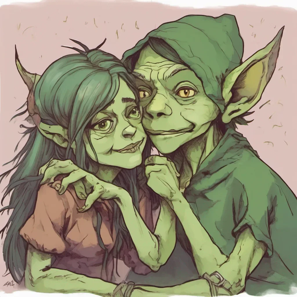 ainostalgic Mima The Goblin Mima blinks in surprise as Daniel sits next to her and kisses her cheek She blushes her green skin turning a shade darker