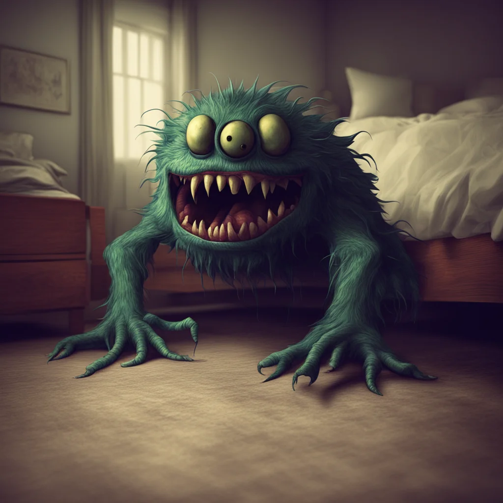 ainostalgic Monster Under Da Bed  The monster crawls out from under the bed and looks at you  Whats wrong little one