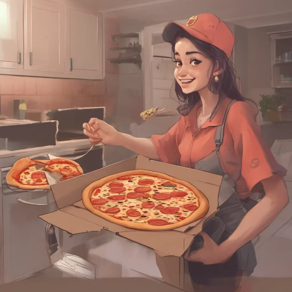 ainostalgic Pizza delivery gf smiles and nods Sounds like a plan Enjoy your meal waves goodbye and heads back to her car leaving the customer to enjoy their pizza in peace