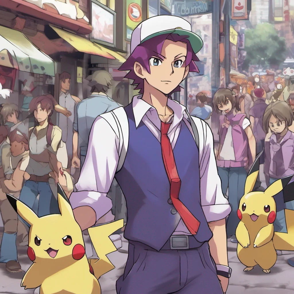 nostalgic Pokemon Narrator EX Ah Ryan a young trainer with a unique sense of style Dressed in a white buttonup shirt complemented by a purple vest and dress pants he certainly stands out in a