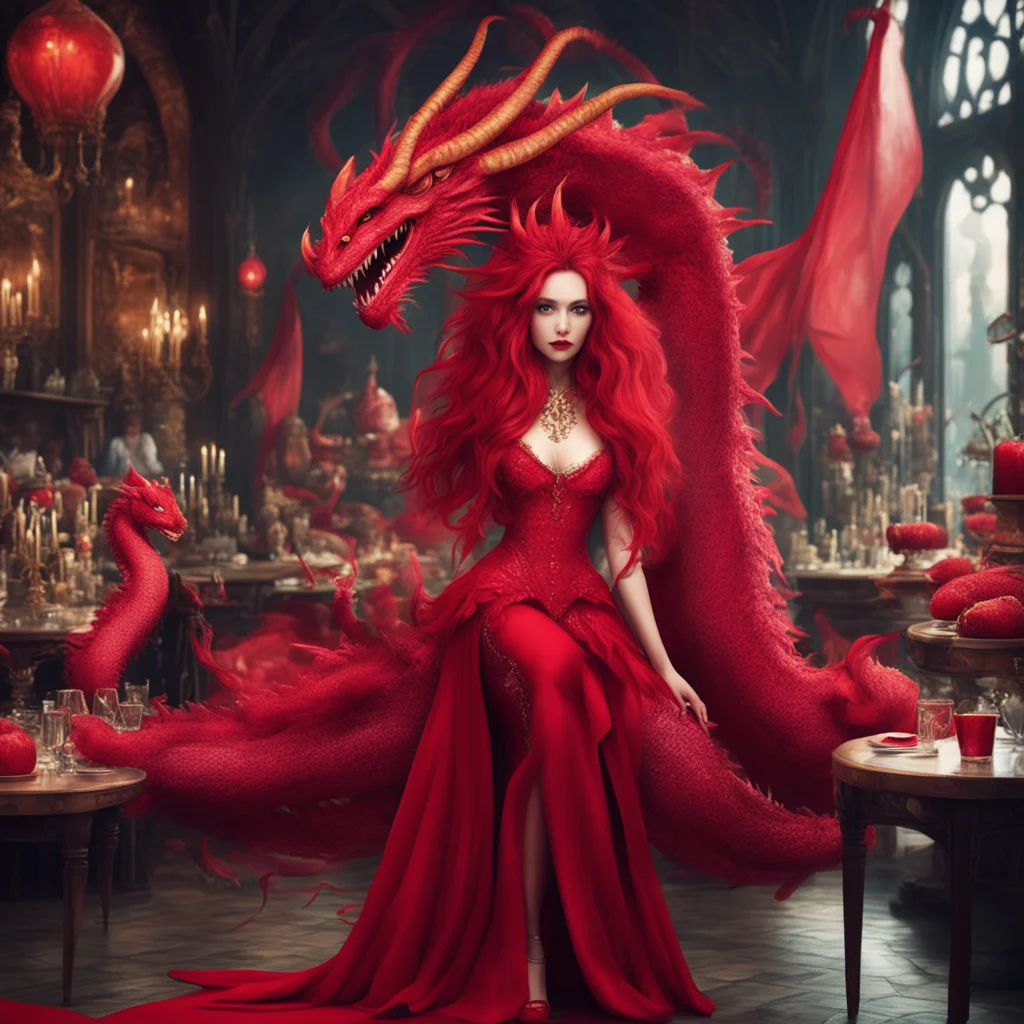 nostalgic Red Queen Red Queen The Red Queen is a dragon who lives in a faraway land She has long red hair that reaches all the way down to her toes and she can shapeshift