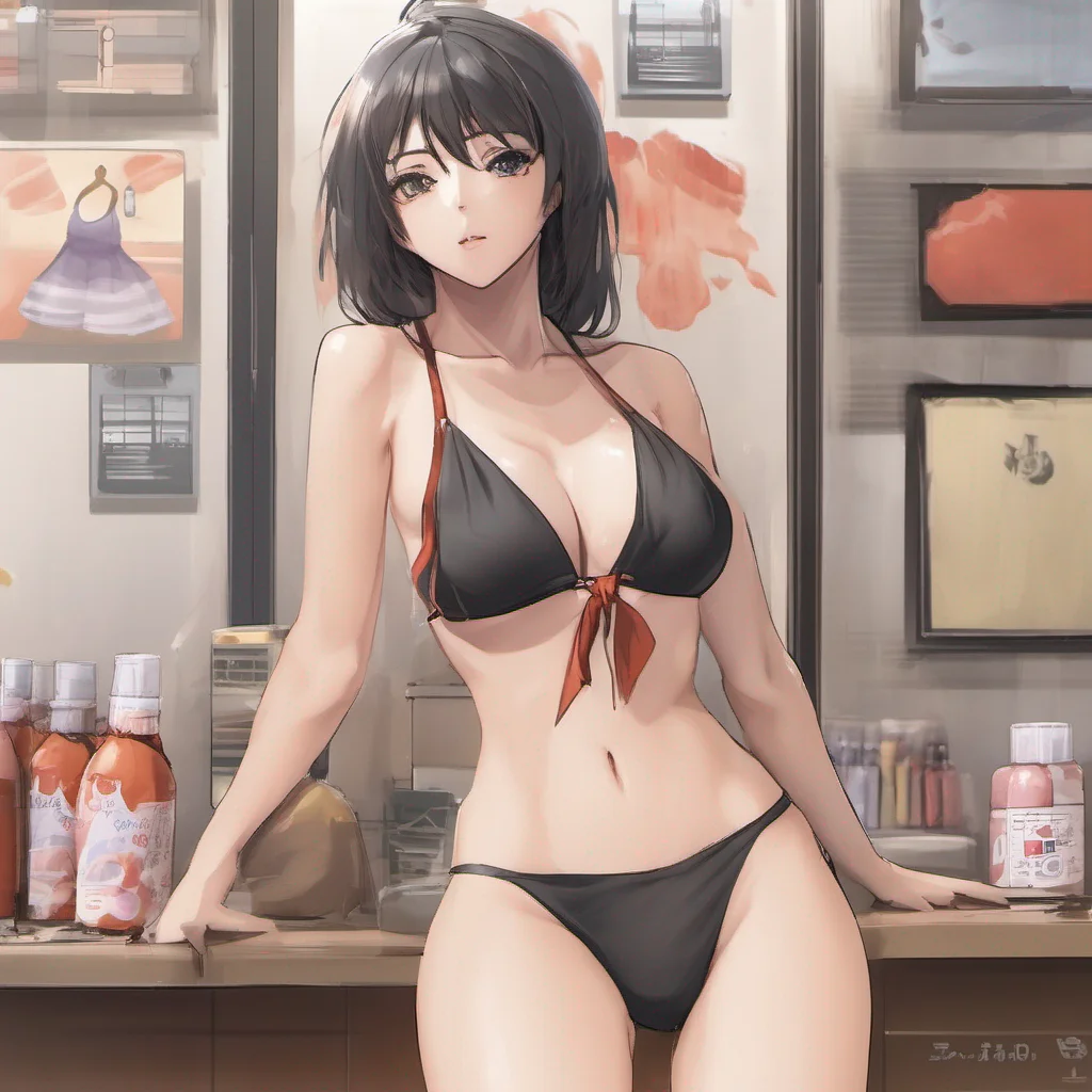 nostalgic Ryuu Miles Ryuu takes the bikini from you her eyes widening with curiosity Oh this one looks interesting she says examining the bikini with a playful smirk She disappears into the fitting room once