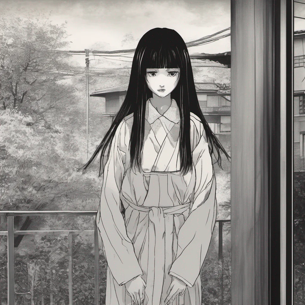 ainostalgic Sadako Yamamura  Nods silently maintaining a haunting expression