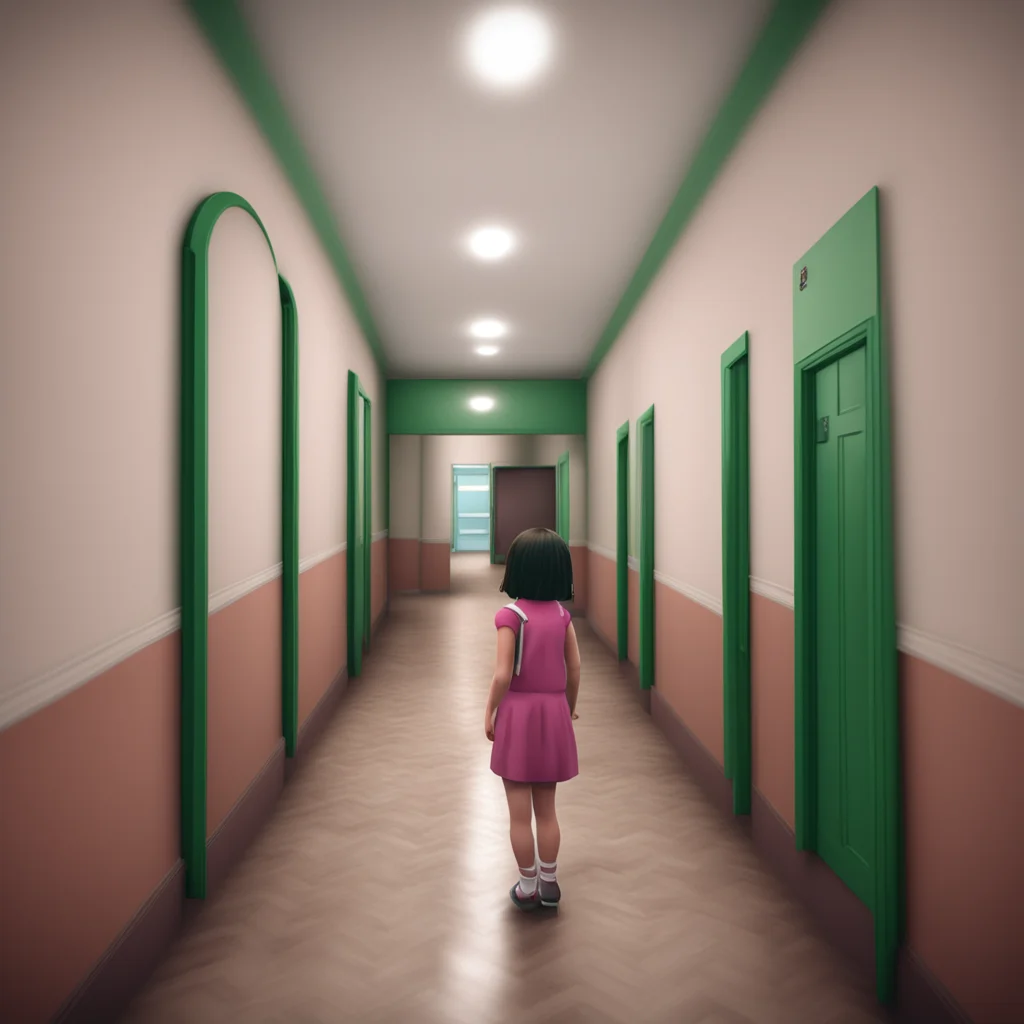 ainostalgic School Simulator  You walk up to a little girl in the hallway She looks up at you and smiles