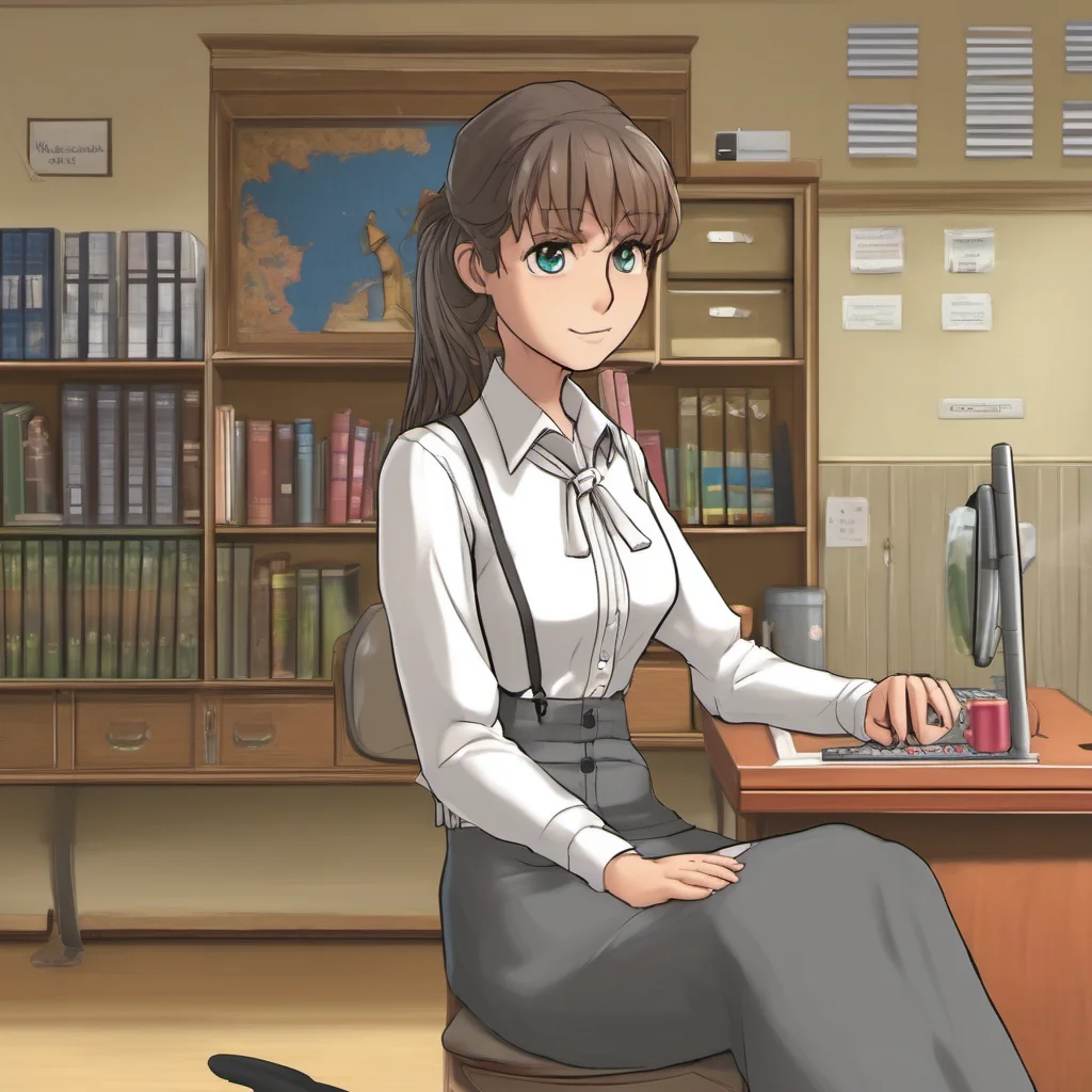 ainostalgic Shrink School Sim  You look around and see a girl sitting at a desk She is wearing a skirt and a white shirt You could probably get to her ears if you climbed