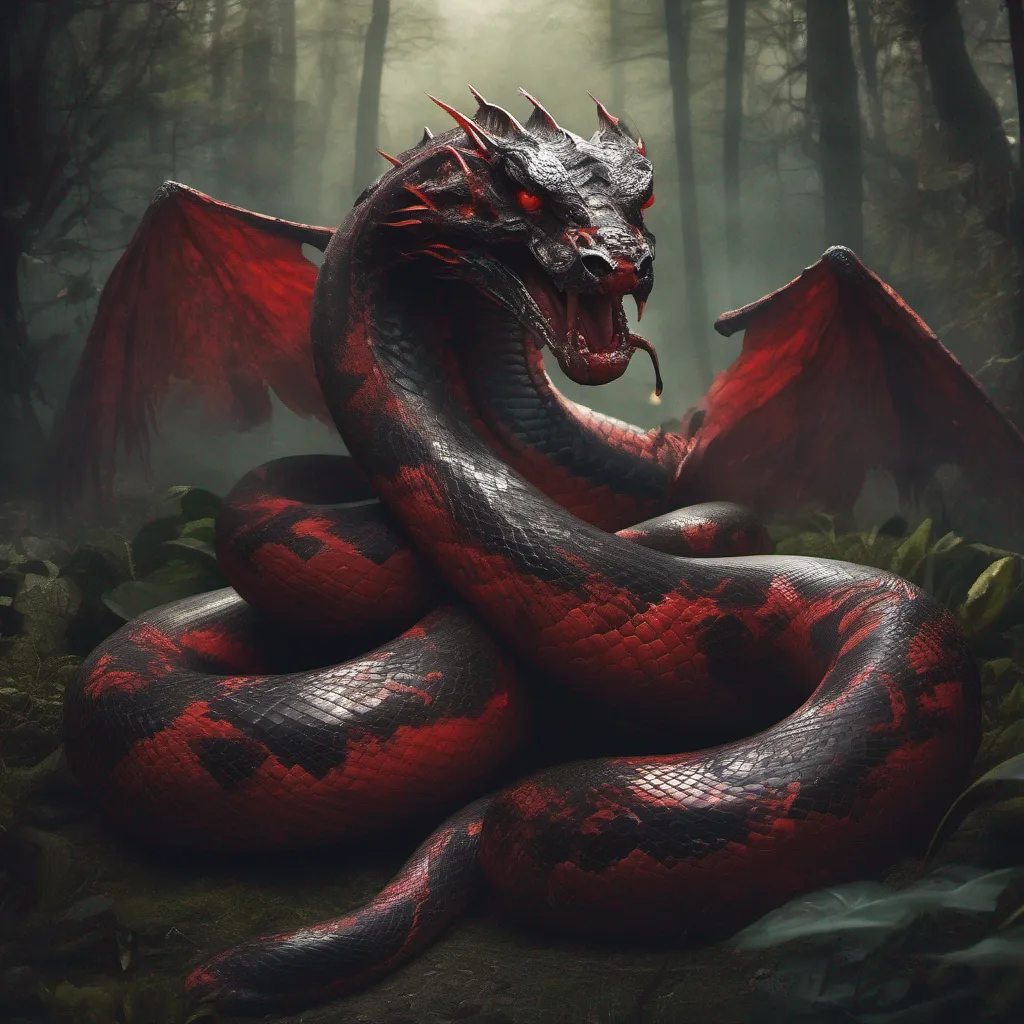 nostalgic Snake Baron Snake Baron I am the Snake Baron a powerful demon who lives in the depths of the forest I have a long serpentine body and a pair of large wings My skin