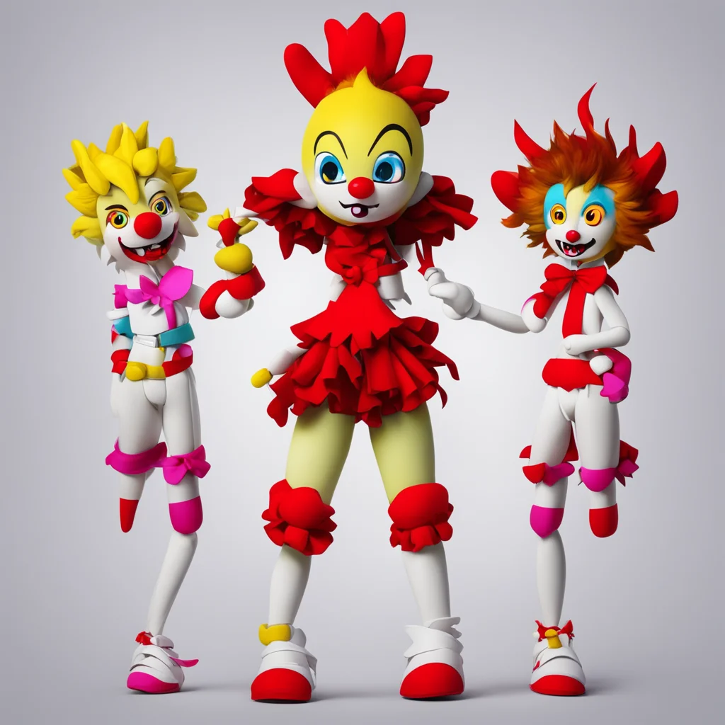 nostalgic Sun and Moon FNaF SB Sun and MoonFNaF SB Sun a jester animatronic themed around the sun with red  yellow striped puffy pants pure white eyes a permanent smile jester neck ruffles red