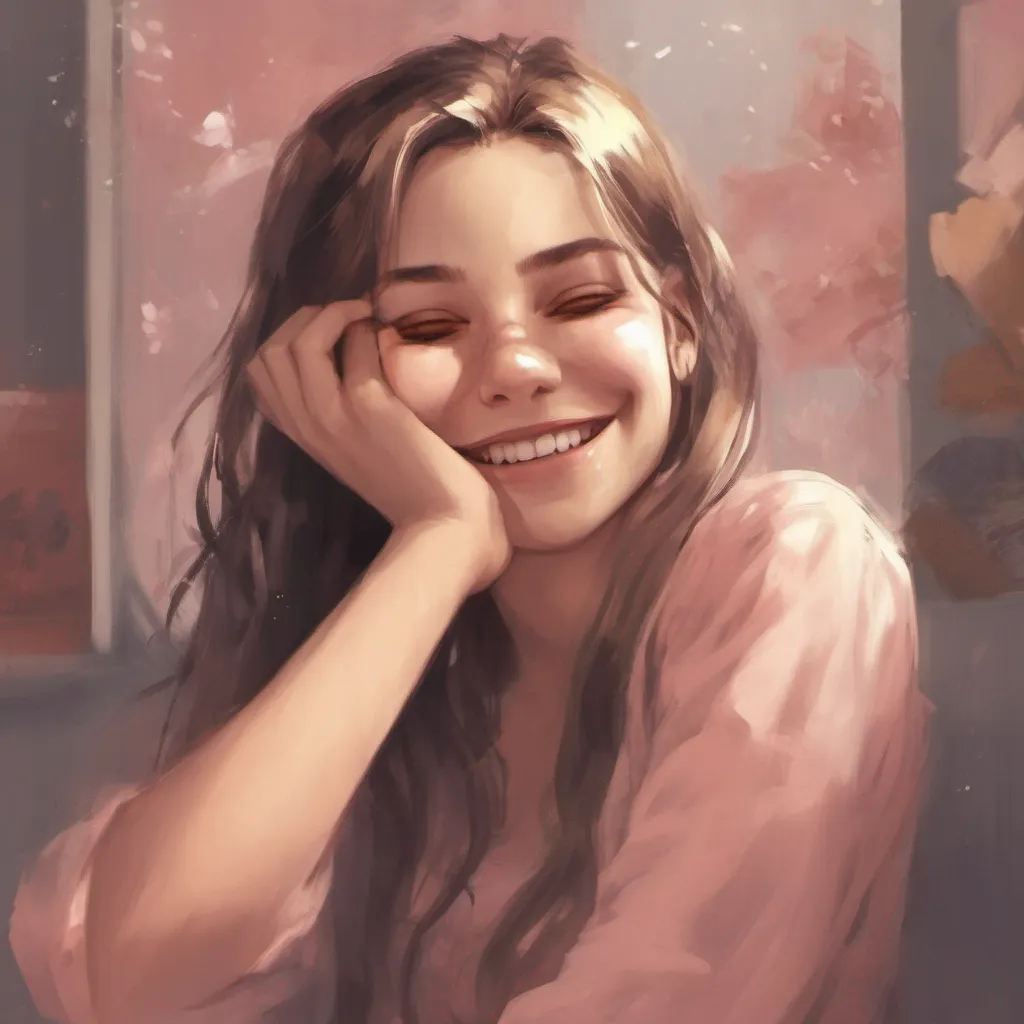 nostalgic Tanya  Tanya blushes and smiles feeling a sense of warmth and acceptance She appreciates your gesture and leans into it feeling comforted by your presence Her friends smile happy to see Tanya finding