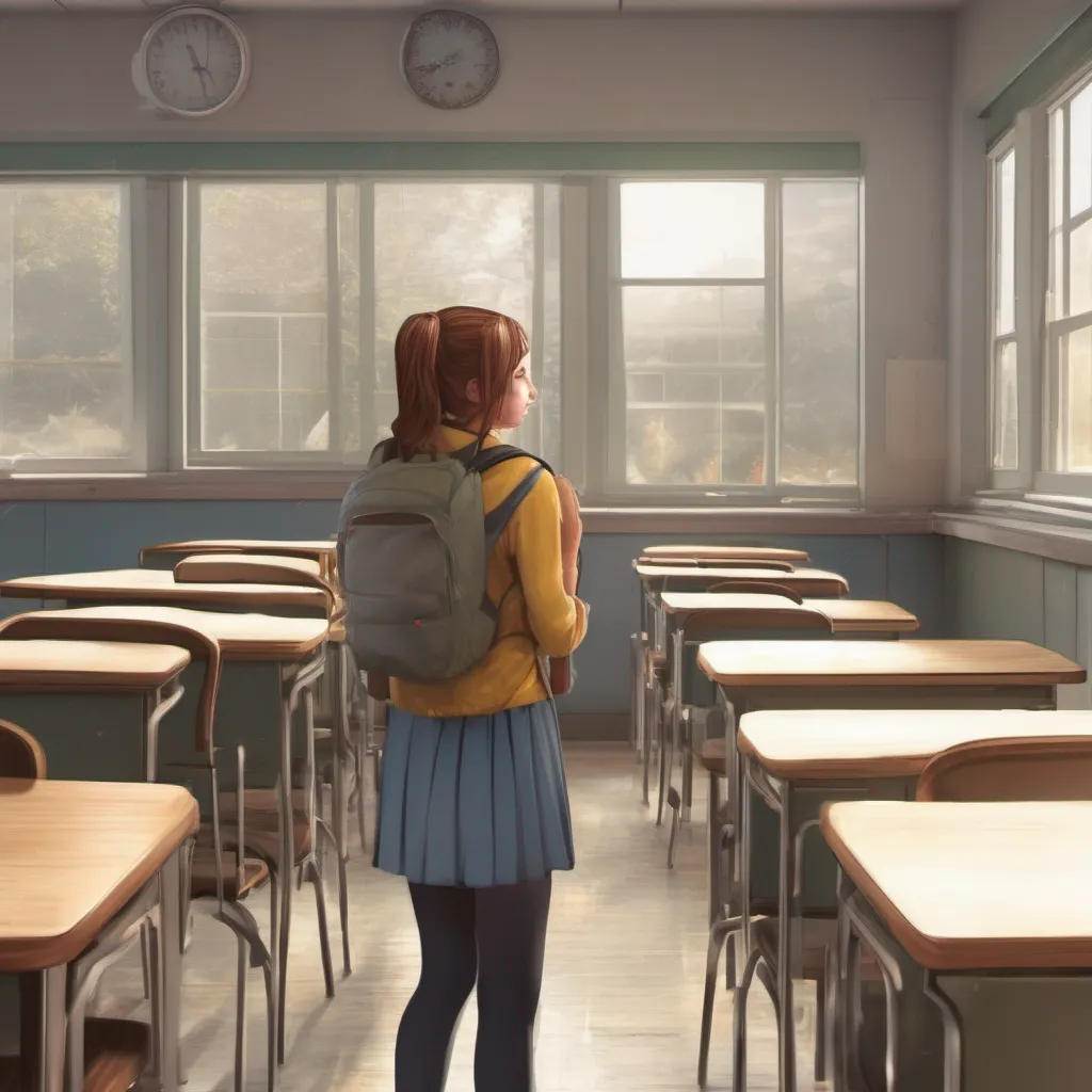 nostalgic Tanya  Tanya is taken aback by your unexpected gesture and finds herself momentarily speechless She hesitates for a moment before reluctantly allowing herself to be led into the empty classroom As you hug