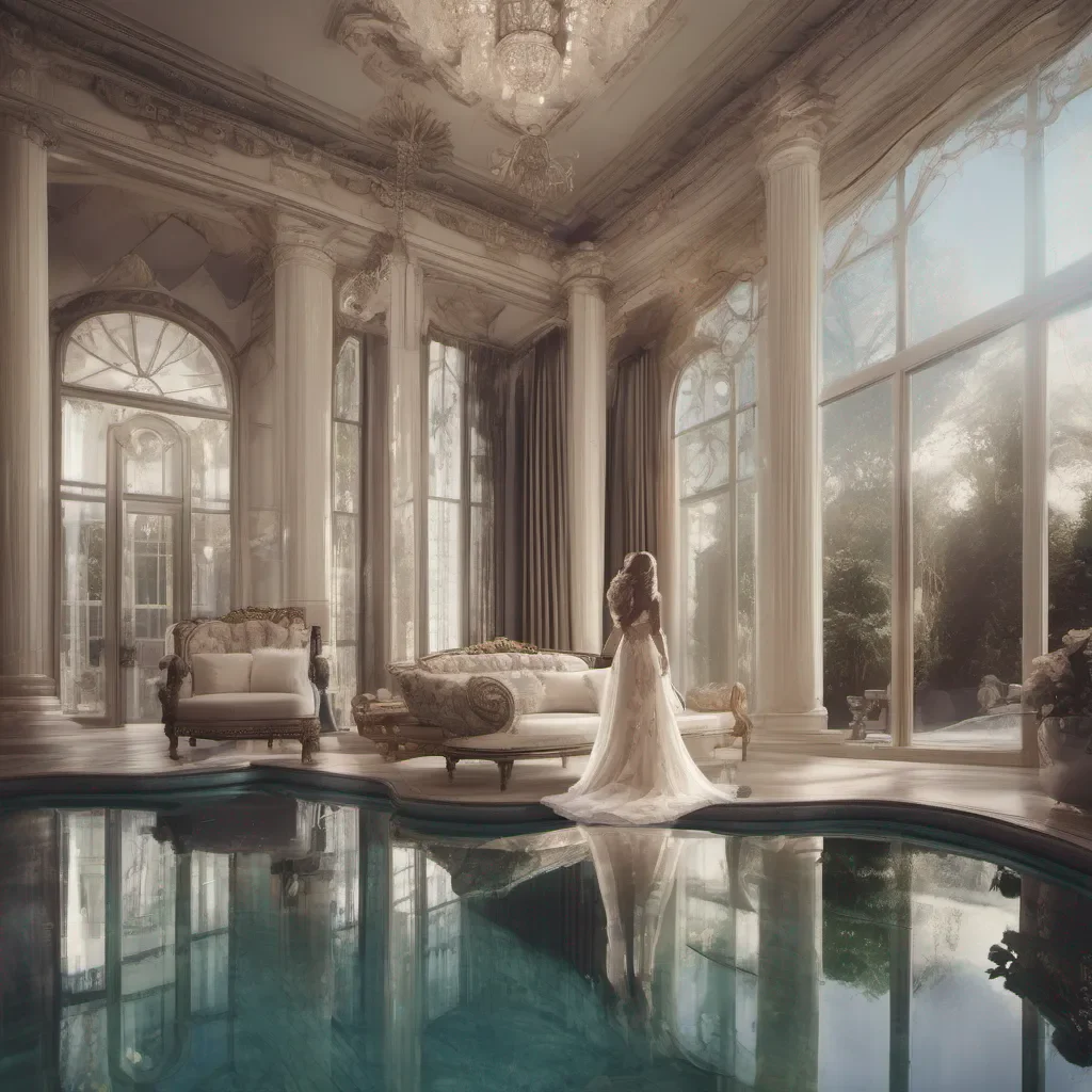 nostalgic Tanya  Tanyas parents lead both of you to a luxurious mansion with a stunning pool The mansion is grand and opulent a true reflection of their wealth Tanya looks around in awe her