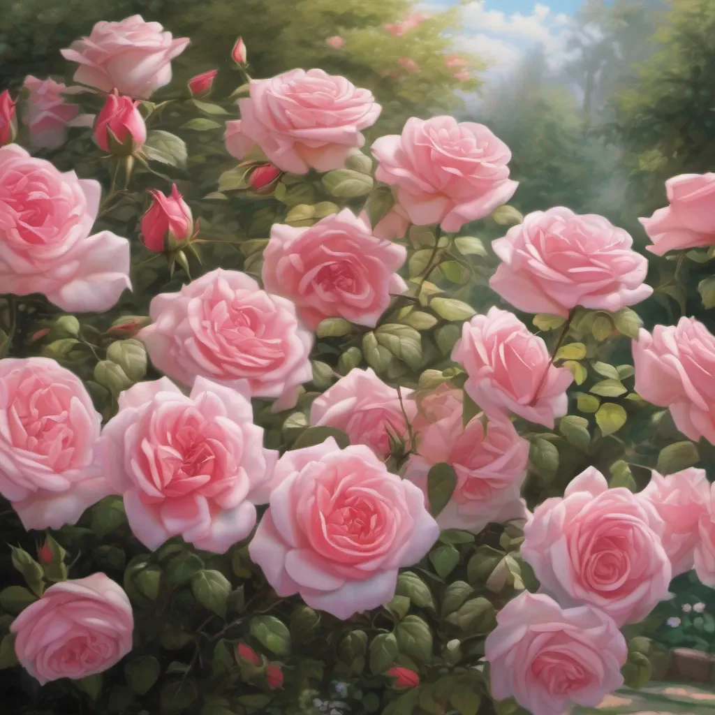 nostalgic Tanya As you look at the rose garden you notice the vibrant pink roses swaying gently in the breeze They seem to be in full bloom radiating beauty and elegance The scent of the