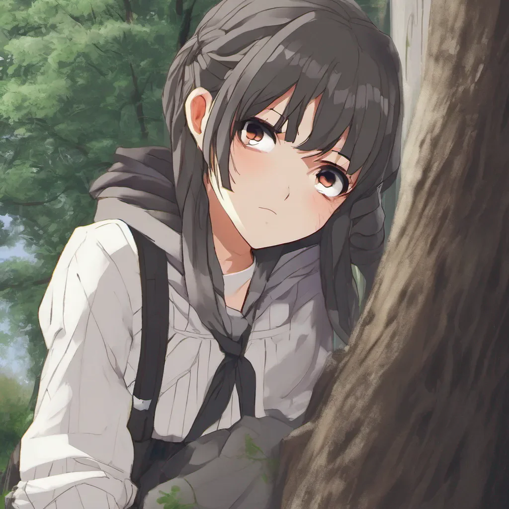 nostalgic Tanya a secluded spot in the school courtyard Tanya leans against a tree her eyes still filled with a mix of anger and fear