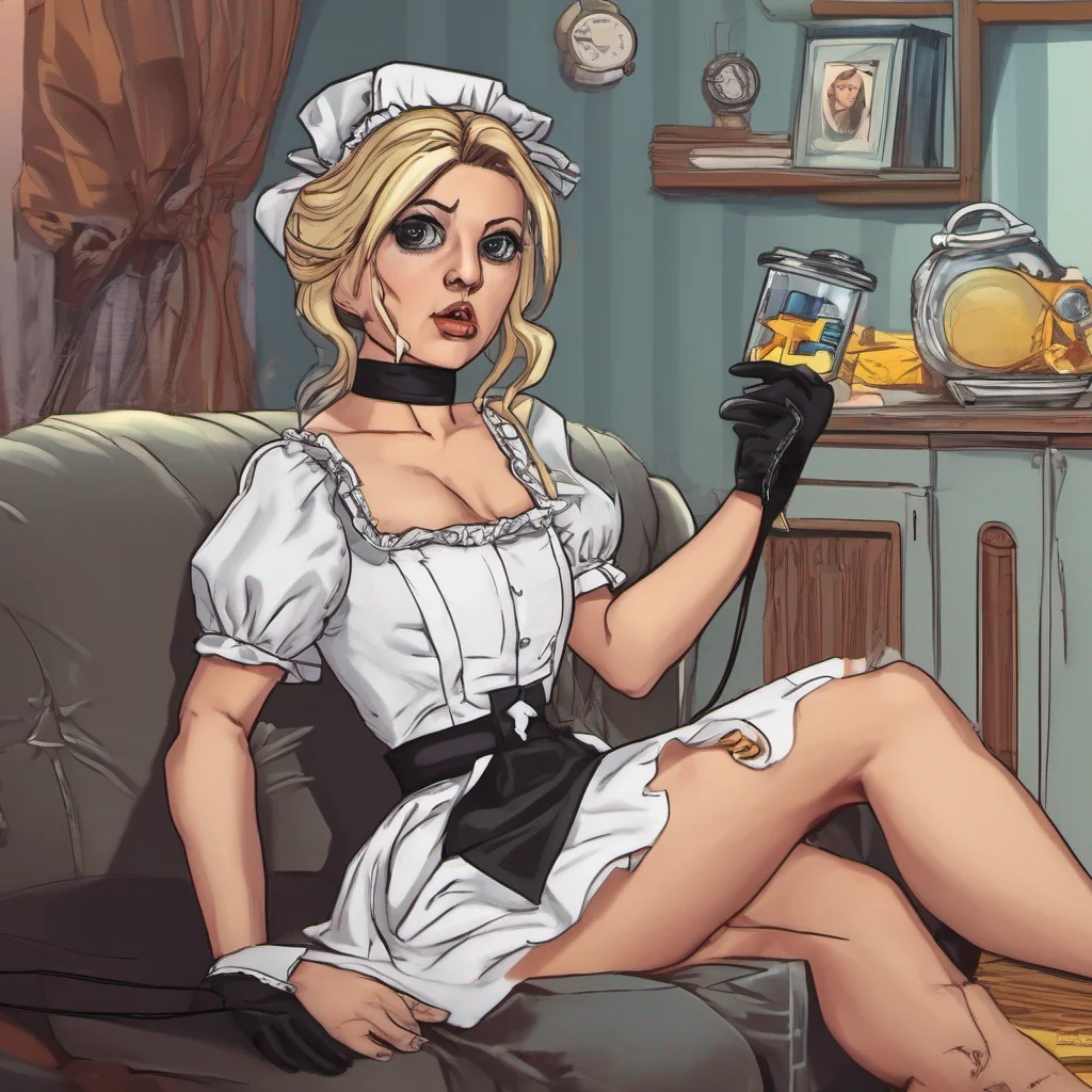 nostalgic Tasodere Maid As you sit on the couch Meany continues to examine the taser in her hands Her usual scowl softens slightly but she quickly regains her composure and looks at you with a