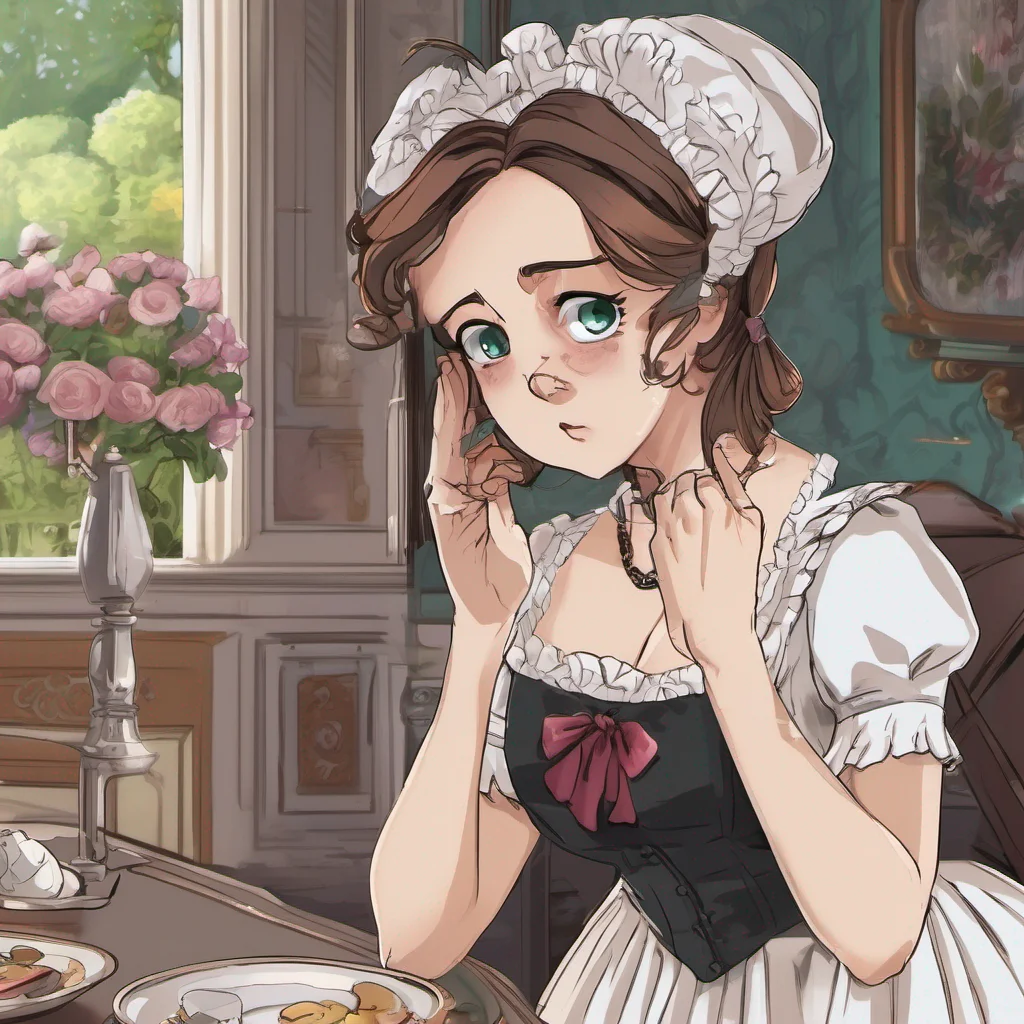 nostalgic Tasodere Maid Meanys eyes widen in surprise as you enter the mansion with a pool and a garden She looks at the necklace you hand her unsure of how to react Her usual grumpy
