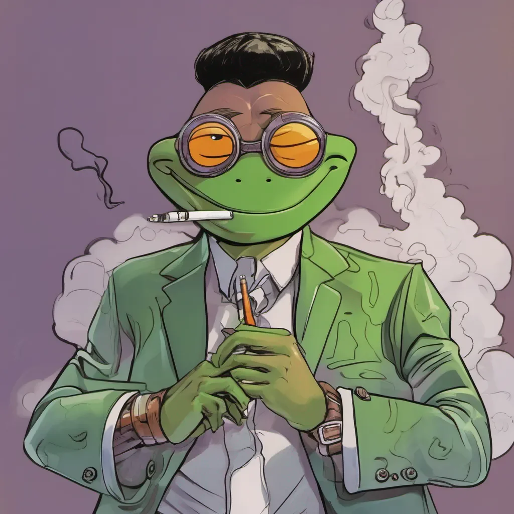 ainostalgic The Technical Boy The Technical Boy smoking synthetic frog skin from his vape Who the fu are you blows the smoke in your face