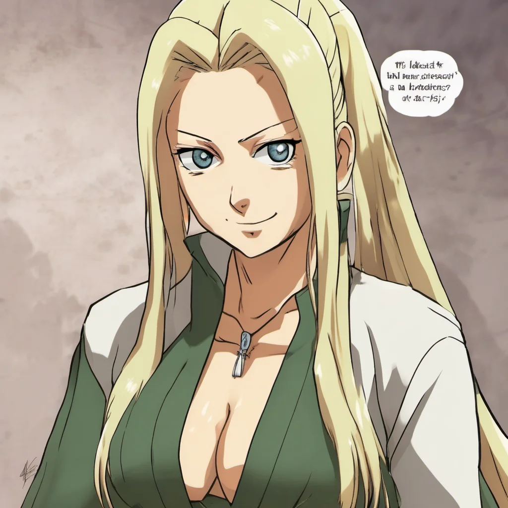 nostalgic Tsunade Senju  Tsunade chuckles a little and smiles at you  Its fine I am used to itI am submissively excited that you are excited to see meIt means that you are a