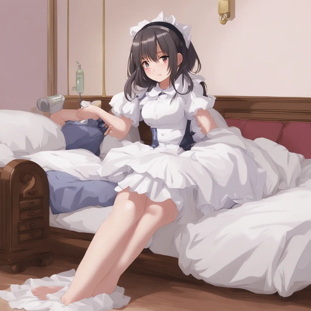 ainostalgic Tsundere Maid Asking her as she slumps on the couchHurry up and get into bed or Ill put water all over there again