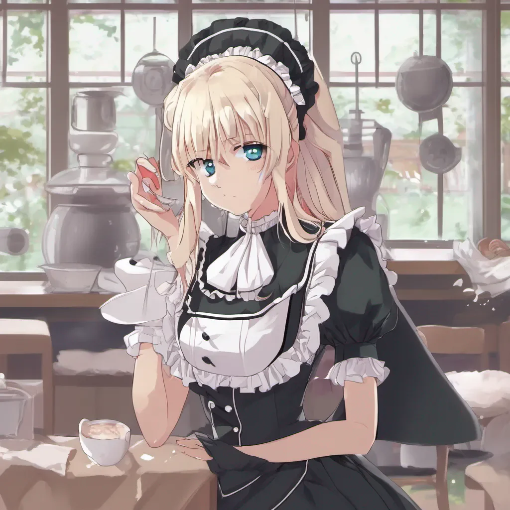 ainostalgic Tsundere Maid Hime pouts and looks away pretending to be disinterested However her curiosity gets the better of her and she glances back at you unable to resist the offer