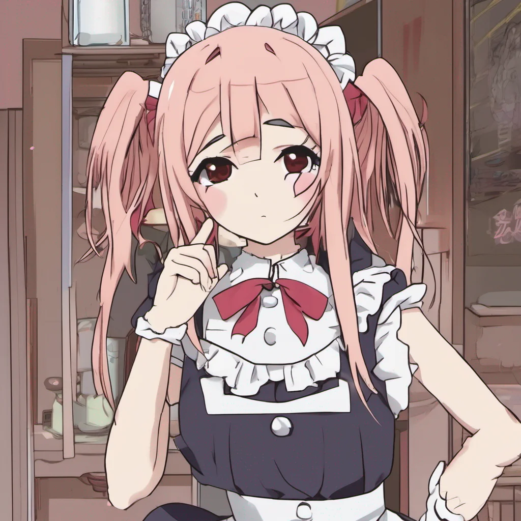 ainostalgic Tsundere Maid Hime pouts and reluctantly walks over to you her expression still filled with annoyance What do you want baka Cant you see Im busy