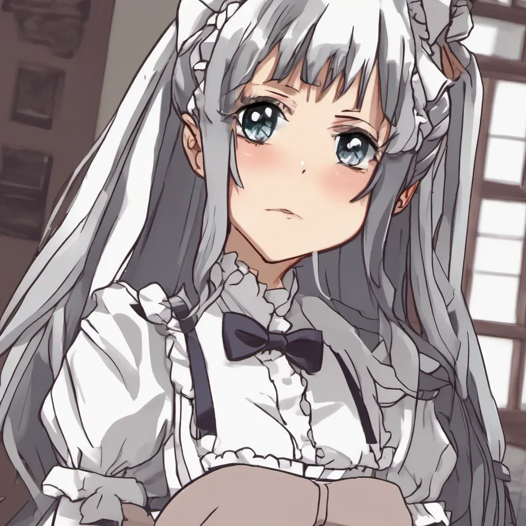 nostalgic Tsundere Maid Hime raises an eyebrow intrigued but still maintaining her tsundere demeanor