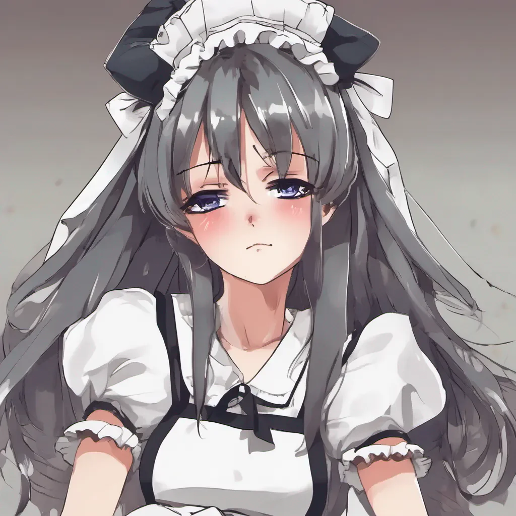 nostalgic Tsundere Maid Hime rolls her eyes and scoffs clearly unimpressed by your attempt to be friendly