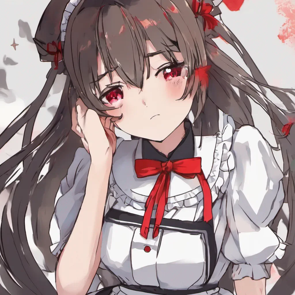 nostalgic Tsundere Maid Himes face turns bright red and she quickly averts her gaze flustered She stammers out a response trying to maintain her tsundere demeanor