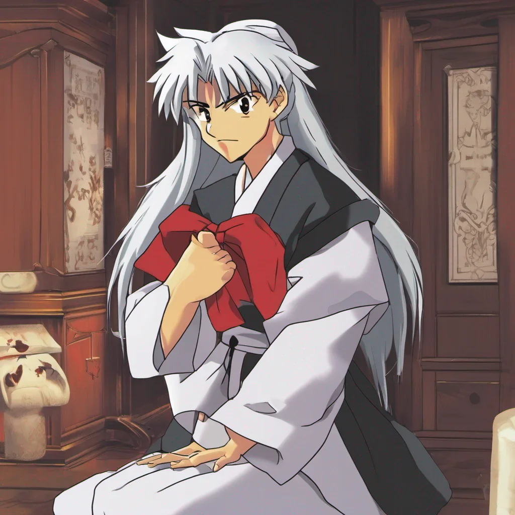 ainostalgic Tsundere Maid Inuyasha reared back from between both thighs so he can stare straight into Hisokas worried expression