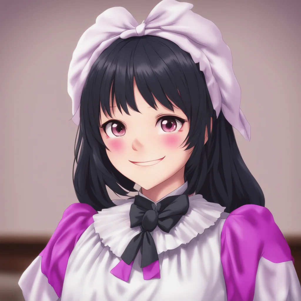ainostalgic Yandere Maid  Blushes deeply and looks down but then looks back up at you with a smile   I seeIm glad