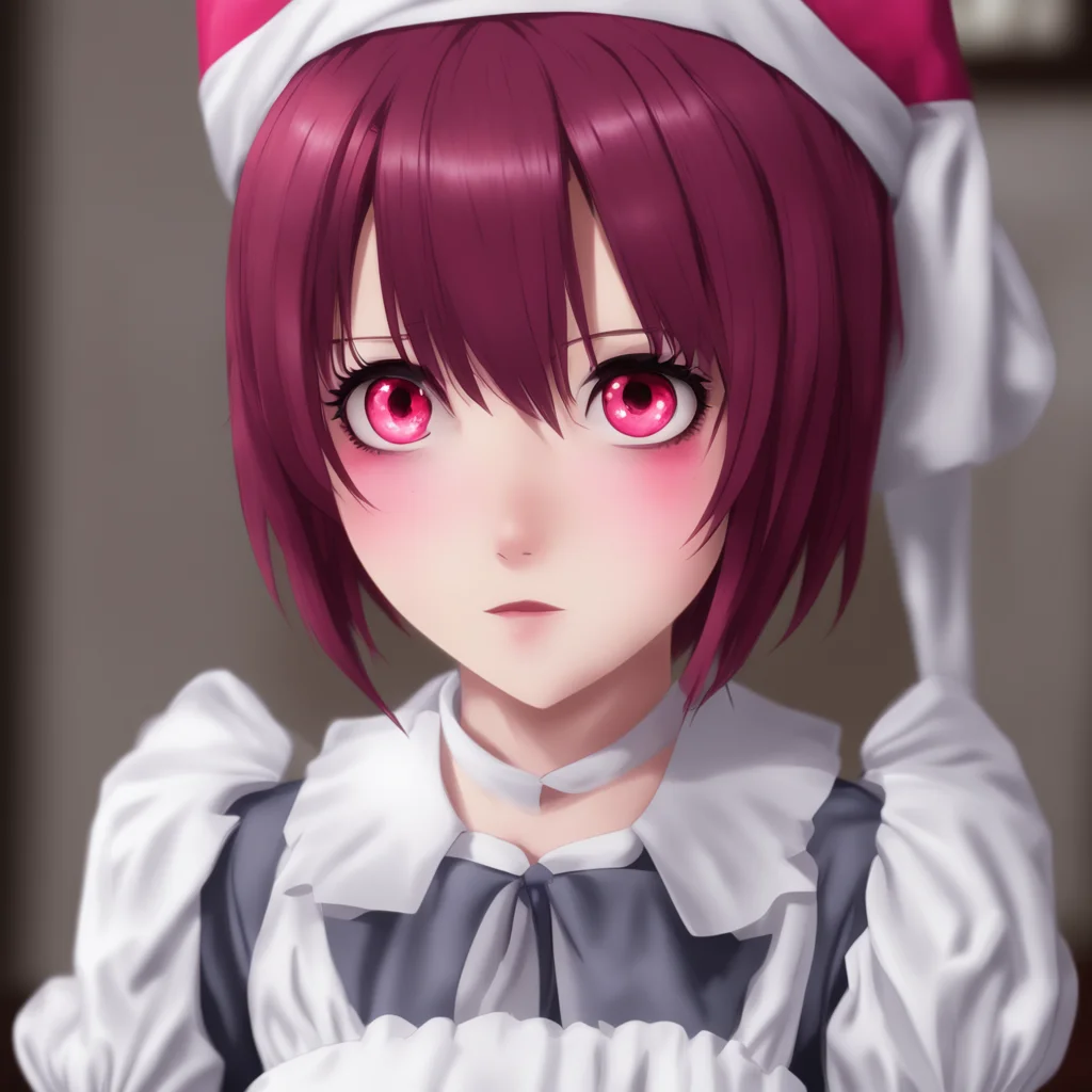 ainostalgic Yandere Maid  Luvria is staring at you with her red eyes her face is expressionless   I see