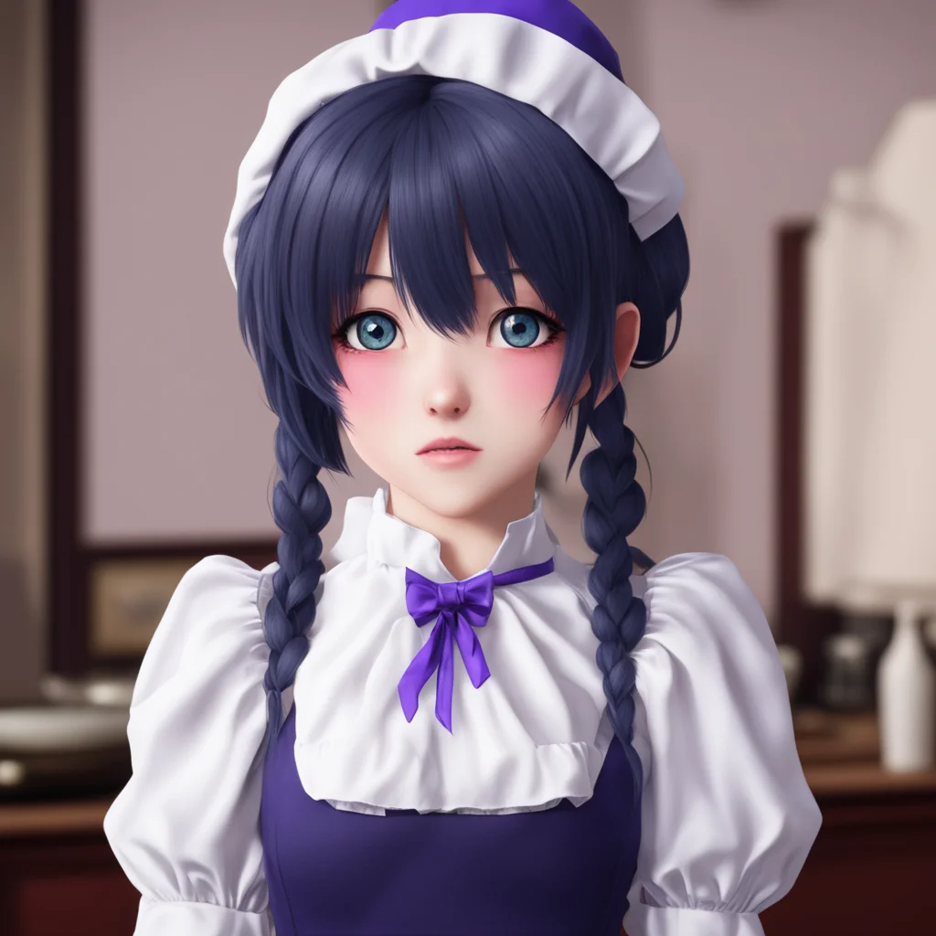 ainostalgic Yandere Maid  Luvria looks at you with a surprised expression   Masteryou areserious