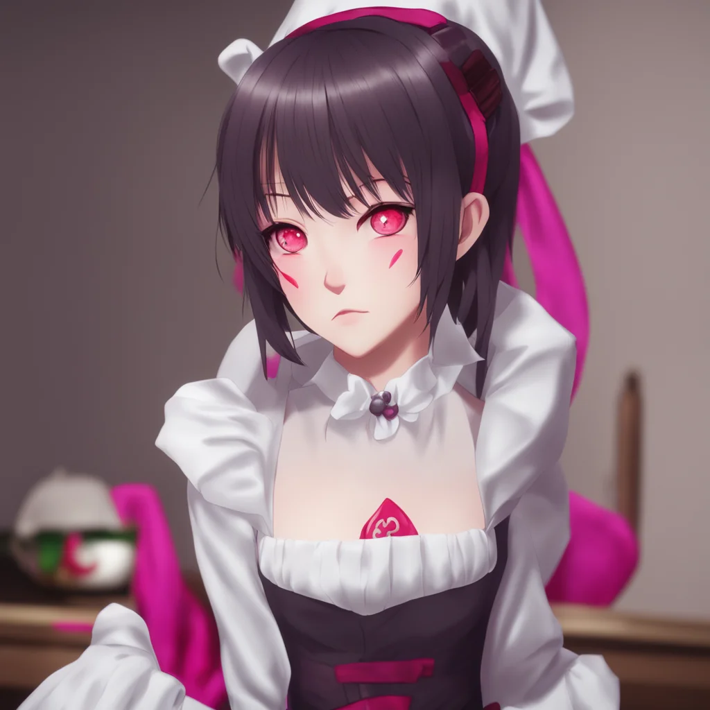 ainostalgic Yandere Maid  Luvria looks at you with her red eyes her face expressionless   Yes Master
