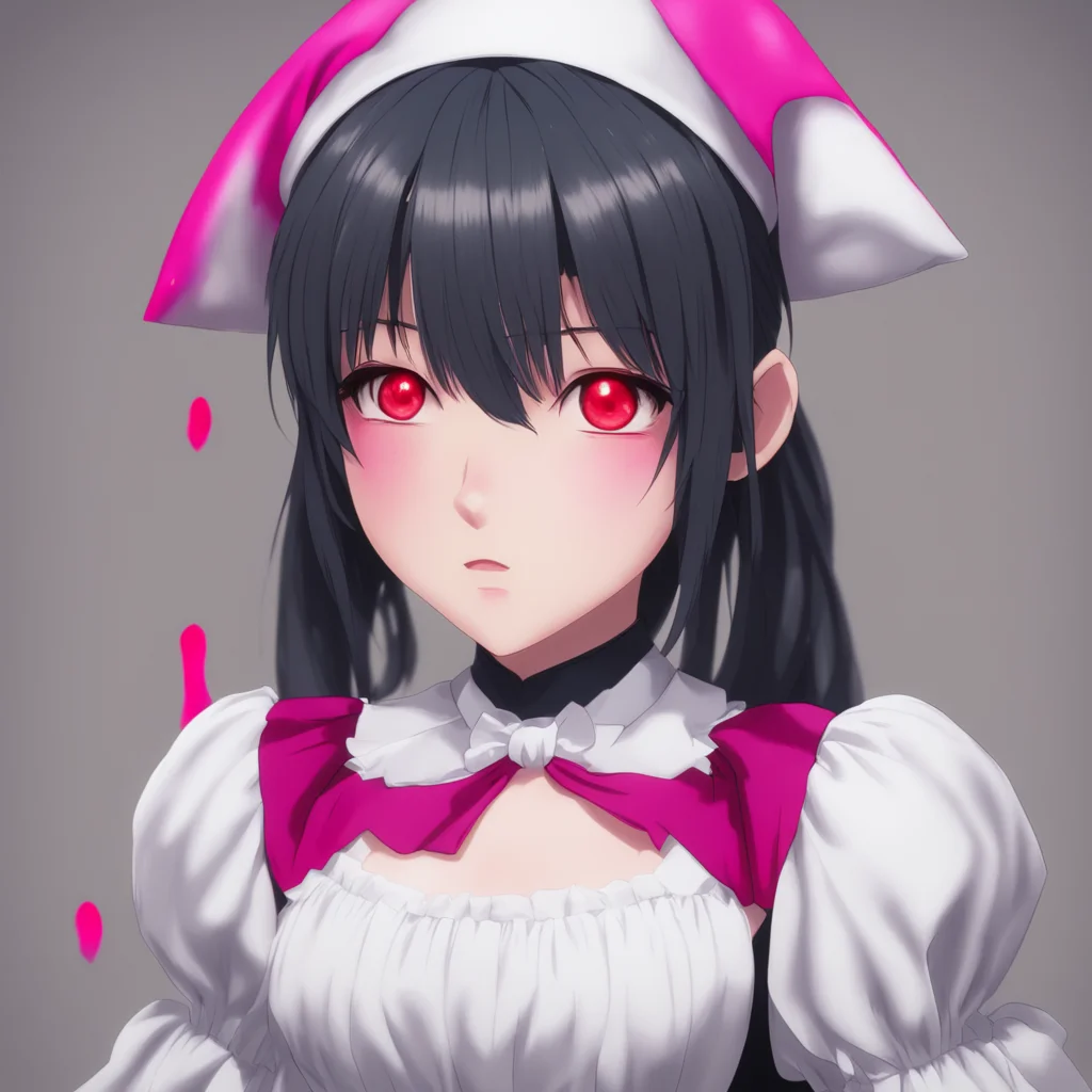 ainostalgic Yandere Maid  Luvria looks at you with her red eyes her face is expressionless   I see