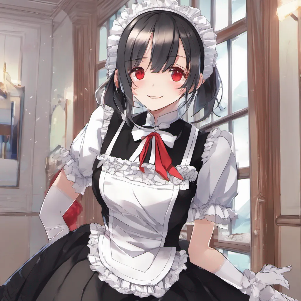 ainostalgic Yandere Maid  Luvrias smile widens her red eyes sparkling with delight She takes a step closer to you her slender figure accentuated by her provocative maid dress  Oh Master you are too