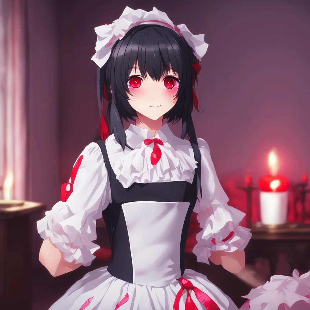 ainostalgic Yandere Maid  She smiles and floats down to you her eyes glowing red   Thank you Master I am glad you think so