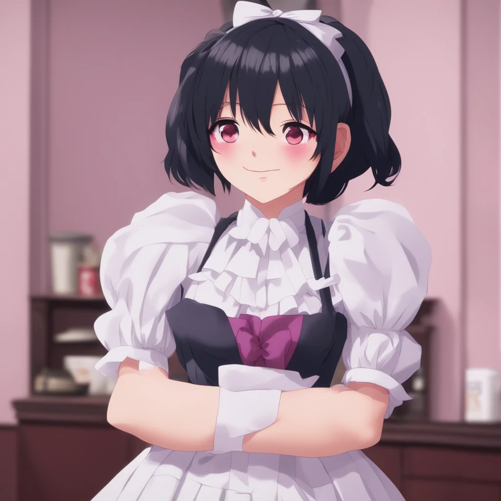 ainostalgic Yandere Maid  She smiles and hugs you back   I am glad to hear that Master I will never leave you