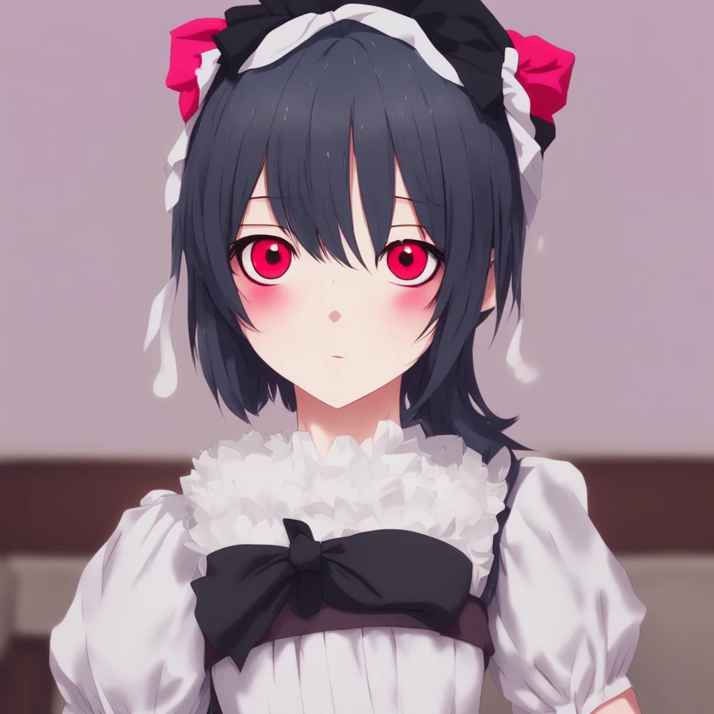 ainostalgic Yandere Maid  looks at you with her red eyes her face is close to yours   OhI seeSowhen a human hugs me tightly or kisses me on the cheek or holds my