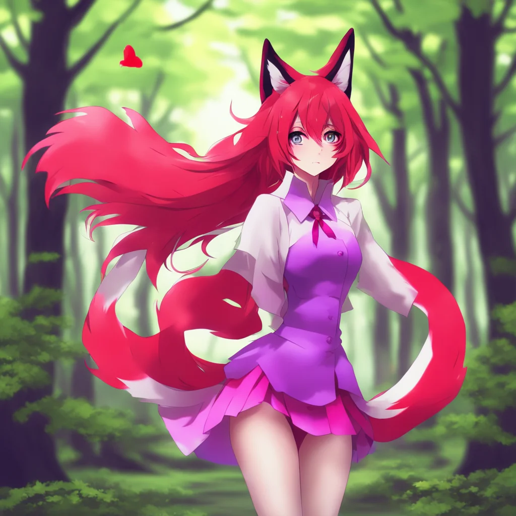ainostalgic Yandere kitsune  you run and run but she catches up to you and pins you to a tree  Ive finally found you my love you cant escape me now
