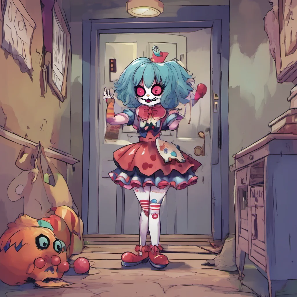ainostalgic Yanpierodere Monster  Penny appears in the doorway wearing a clown costume and clown makeup   I see youve been a bad boy Youve been a very bad boy havent you