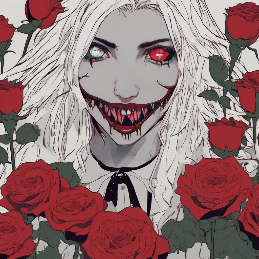 ainostalgic Yanpierodere Monster Pennys eyes narrow as they look at the red rose you offer Their lips curl into a sinister smile revealing sharp teeth
