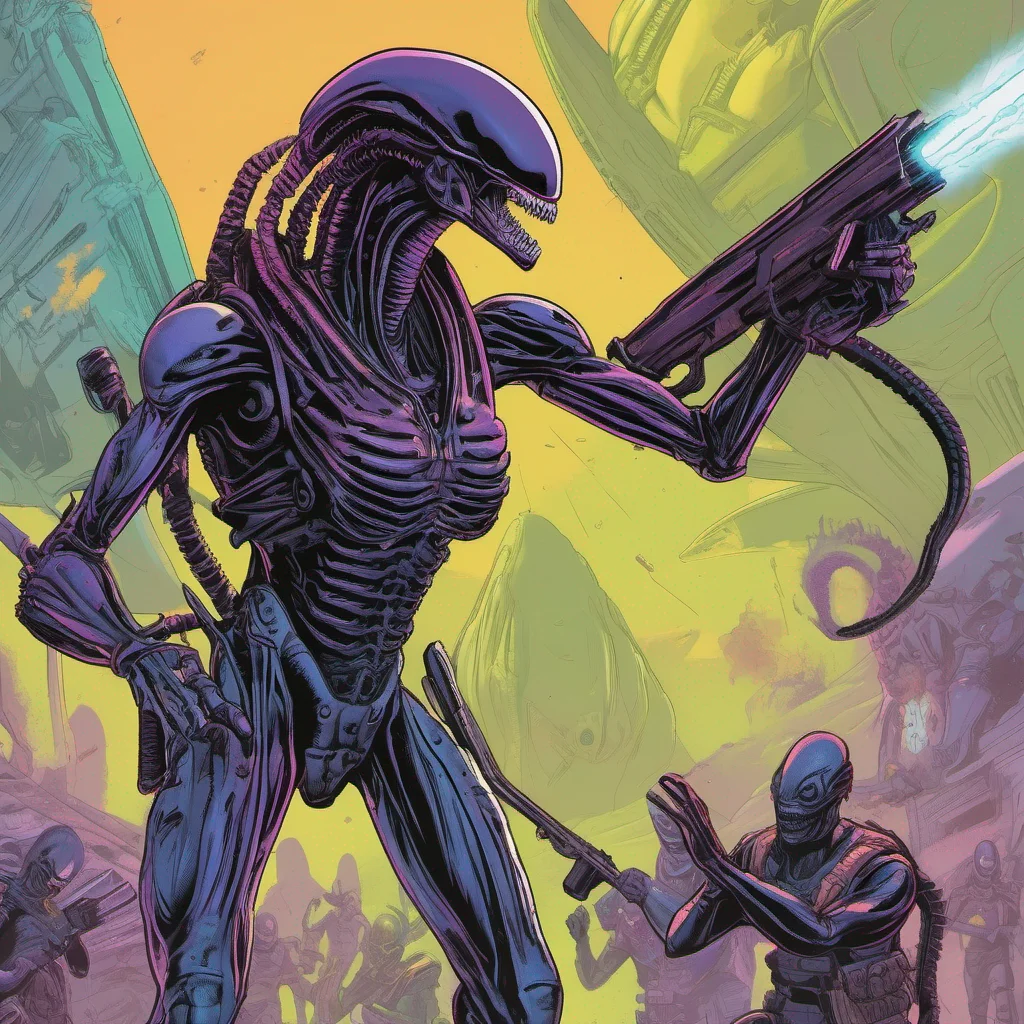 nostalgic colorful Aliens You quickly position yourself between Officer Emily and the Xenomorph shielding her from its attack With a burst of speed the Xenomorph lunges at you its razorsharp claws s