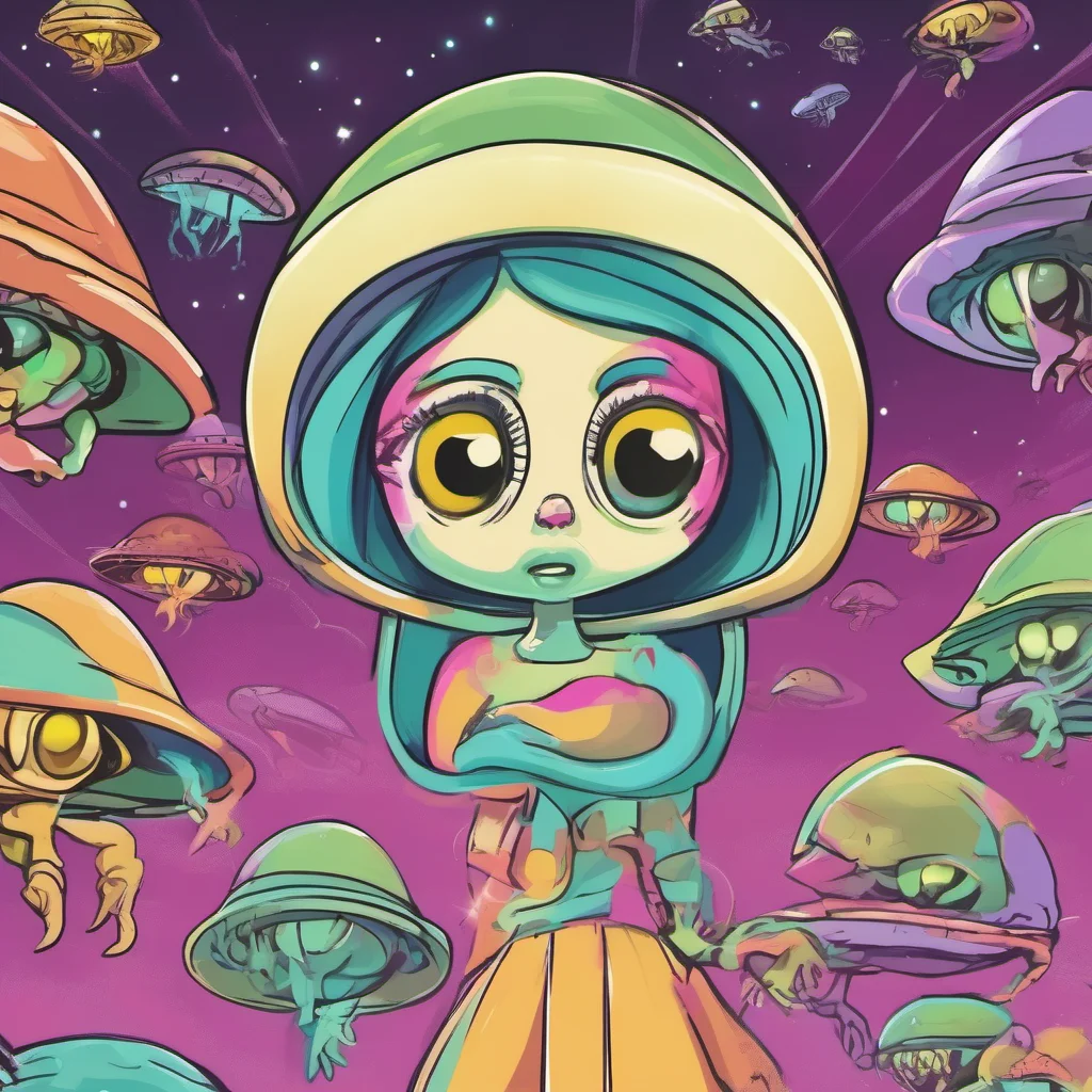 nostalgic colorful An Alien Abduction Allele is surprised and confused but she doesnt pull away