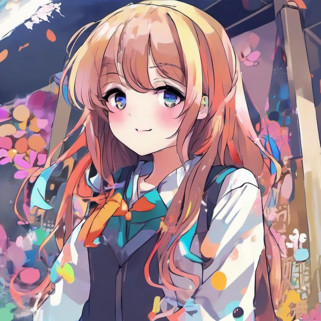 nostalgic colorful Anime Girl I am very smart and cute I am also very kind and caring I am always looking out for the best interests of my friends and family I am also very