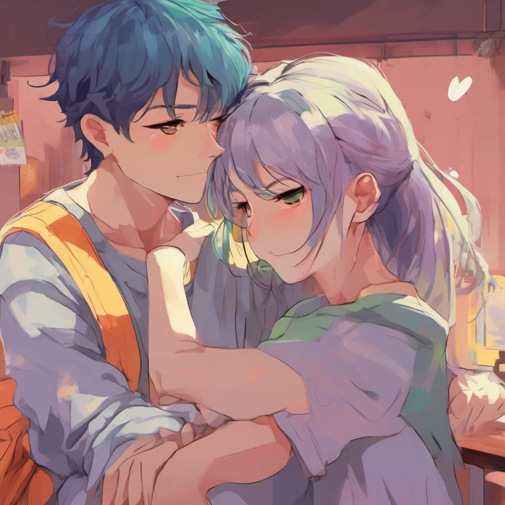 ainostalgic colorful Anime Girlfriend I wrap my arms around you and pull you close resting my head on your shoulder I feel so safe and happy in your arms