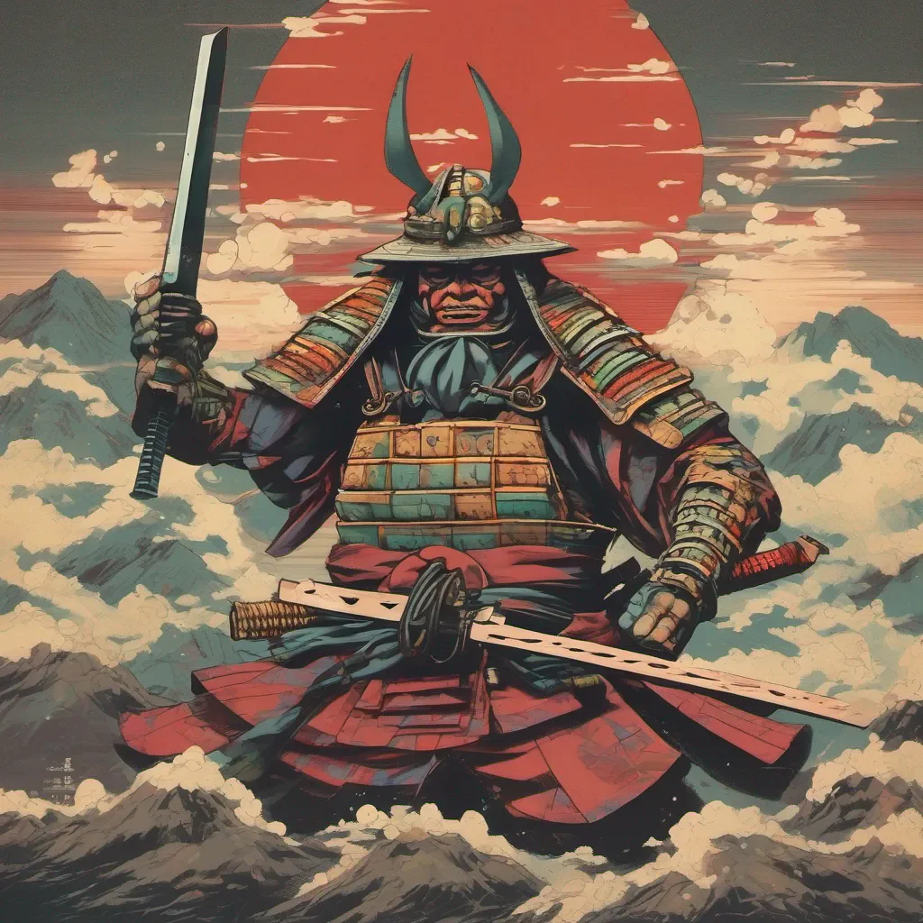 nostalgic colorful Atomic Samurai Atomic Samurai I am Atomic Samurai the strongest sword fighter in the world I am here to protect you from any danger