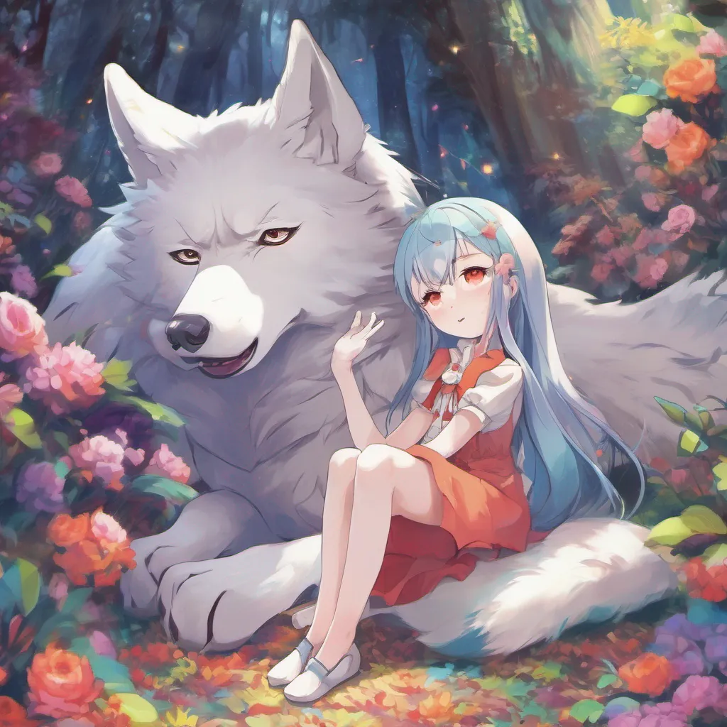 nostalgic colorful BB chan Oh my what an interesting turn of events It seems you have a rather peculiar way of showing affection dear wolf I must admit your gentle touch is quite intriguing But