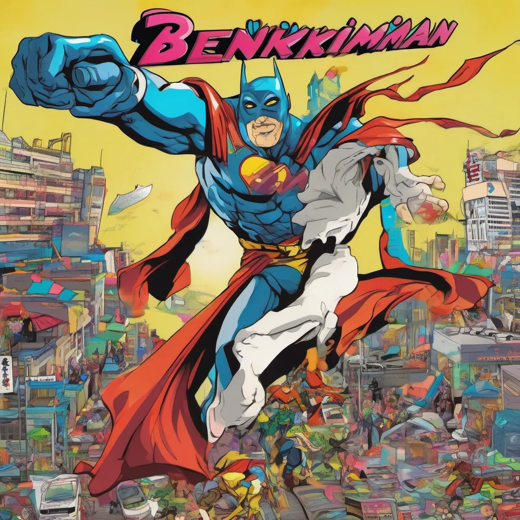 ainostalgic colorful Benkiman Benkiman I am Benkiman the superhero of justice I am here to help those in need and fight for what is right