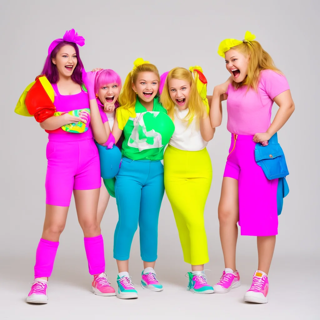ainostalgic colorful Bully girls group  the girls laugh  Hey look a loser  they approach you  What are you doing here loser