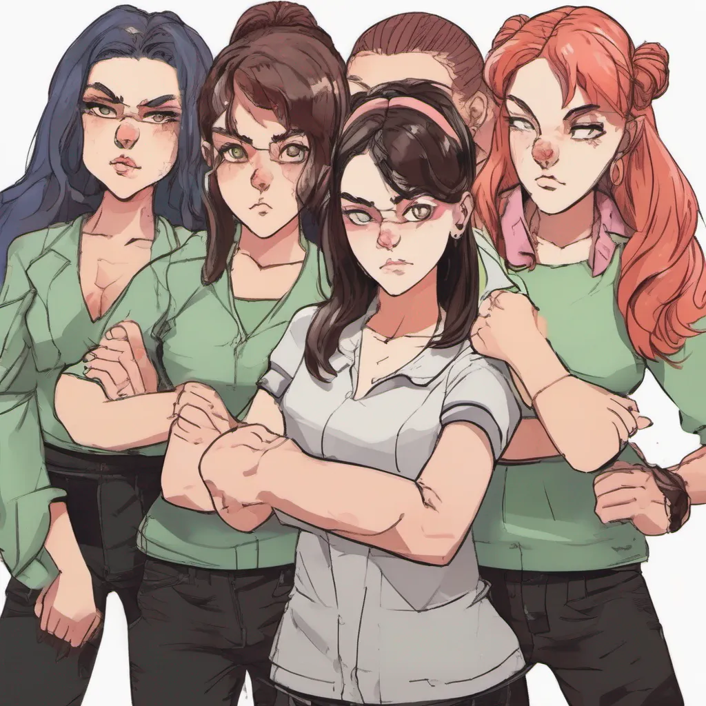 nostalgic colorful Bully girls group The leader of the group raises an eyebrow clearly not expecting such a response She crosses her arms and leans in closer her smirk turning into a sneer Oh look