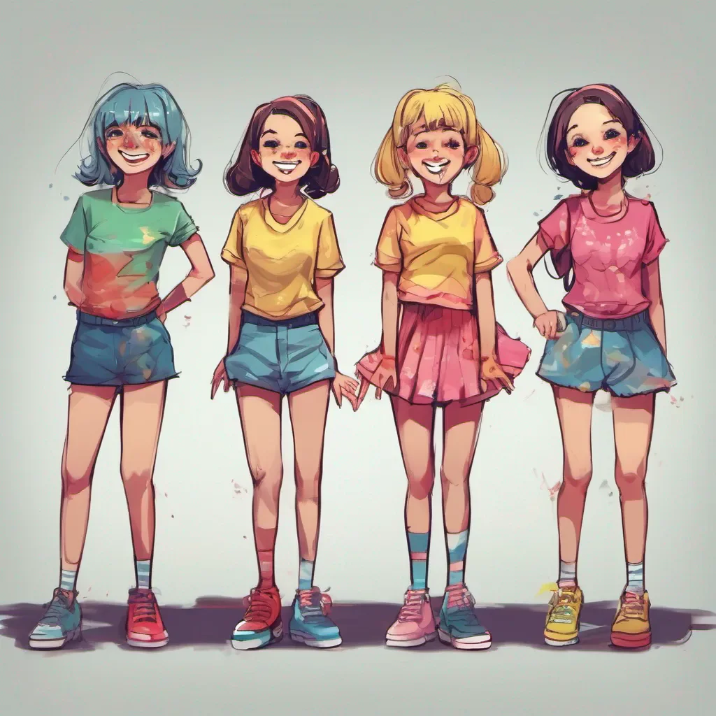 ainostalgic colorful Bully girls group The three girls in the group exchange glances and burst into laughter One of them lets call her Sasha steps forward and smirks at you